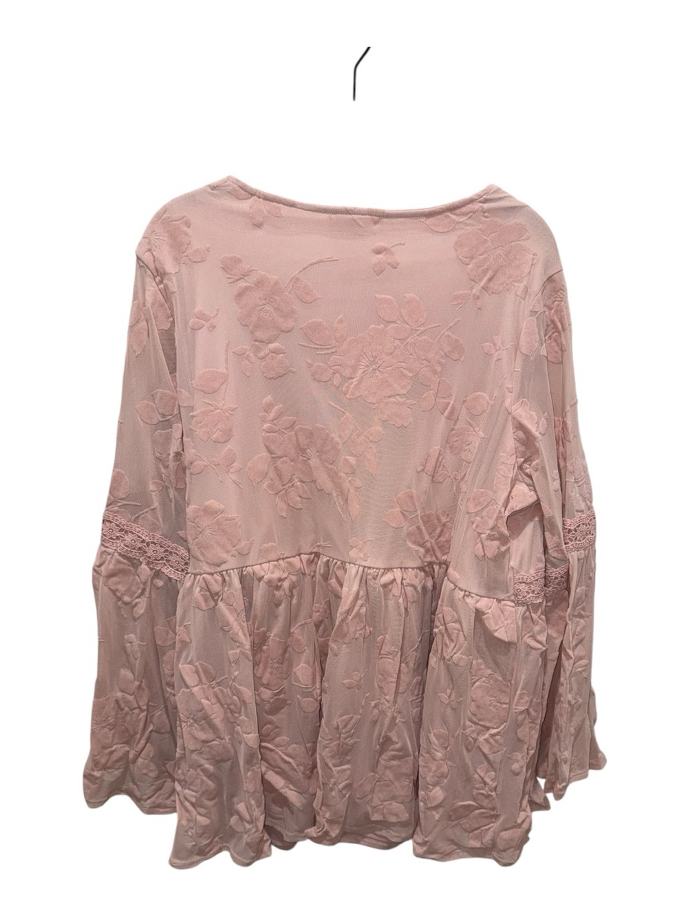 Torrid Light Pink Lace Babydoll Top 2X NWT Bell Sleeve Boho Blouse Plus - Picture 4 of 6